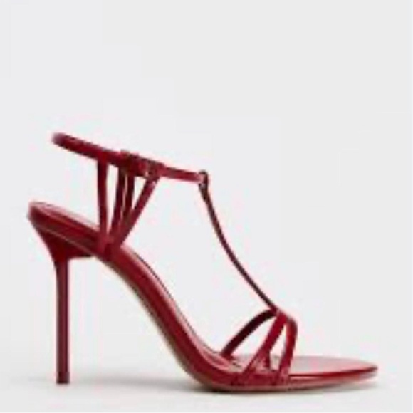 ZARA Burgundy Strappy High-Heel Sandals - Picture 5 of 5